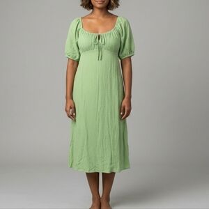 True Y2K Billabong Green Babydoll Milkmaid midi Dress Sz Small Fits Medium Large